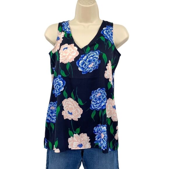 Ann taylor navy Floral Tank Size XXSP - Picture 2 of 6